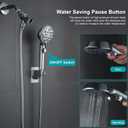 GwernKB Handheld Shower Head with On Off Switch 8-Mode High Pressure Showerhead with 79 Inches Extra-long Stainless Steel Hose and Bracket PLUS Extra Low-Reach Adhesive Wall Mount for Kids, Silver