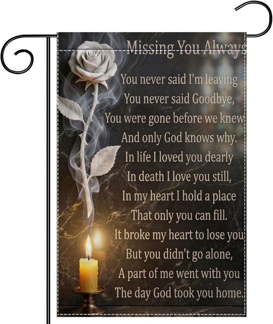 Memorial Sympathy Garden Flag 12x18 Inch Double Sided