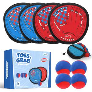 Liberry Toddler Baseball Glove and Ball Set for Boys Girls 312, Toss and Grab Sticky Ball Game with Adjustable Mitts, Kids Sports Toy Gift for Outdoor Indoor Family Play