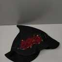 Halloween Witch Hat Head Ornament Headwear with Rose Big Bow Decoration Hat Cosplay Party Props (Colorc)