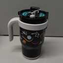 REDUCE 14 Oz Coldee Kids Tumbler with Lid and Straw - Coldee Insulated Travel Mug - Spill-Proof, Sweatproof Stainless Steel, BPA-Free - Includes Handle, Reusable Silicone Straw - Galaxy