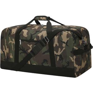 55L Large Duffle Bag for Men Travel - 25 inch Sports Duffel Bag with Hard Bottom - Camo