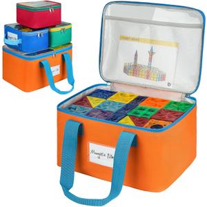 4 Packs Magnetic Tiles Storage Bags,Magnetic Tiles Storage Bin,Toy Organizer Case with Mesh Pocket and Tag Pocket for Magnet Building Tiles,Board Game,Puzzle and Lego Bricks (4PCS(1 large+3 small))