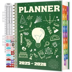 Large 2026 Planner with 7 months 2025, 8.5 x 11 Monthly, Weekly, Daily Planner with Colorful Tabs, 19 Months Calendar Agenda College School Supplies for Student Teacher Organizer(Green)