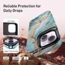 Goodon for iPhone 13 Case Wallet - Flip Folio Leather Cover with Trendy Floral Design, 3 Card Slots & Kickstand Function, Stylish Protective Phone Case for Women and Girls - Teal Gold Marble