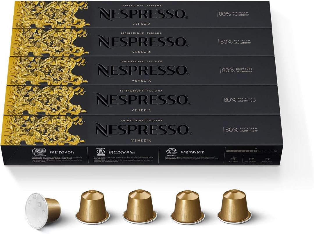 Nespresso Capsules Original Line, Ispirazione Venezia, Medium Roast Coffee Pods, 50-Count Espresso Coffee Pods, Best Before 28.02.2026