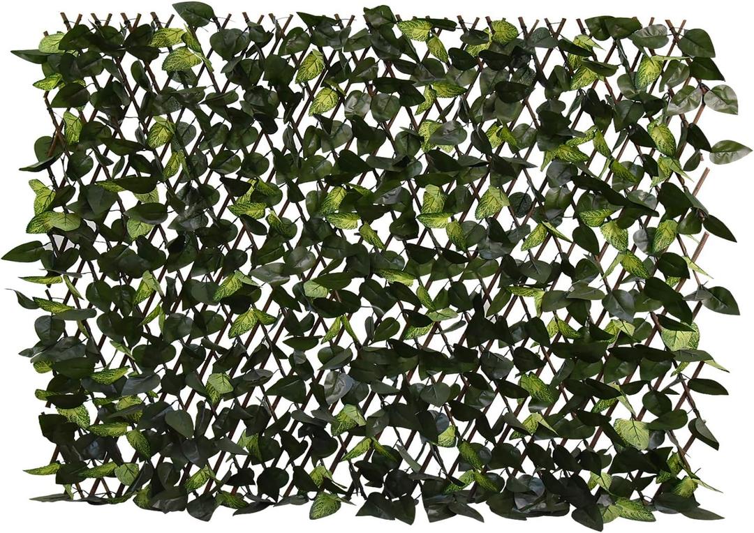 Expandable Fence Privacy Screen for Balcony Patio Outdoor,Decorative Faux Ivy Fencing Panel,Artificial Hedges (Single Sided Leaves)
