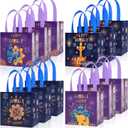 HOWAF 12Pcs Happy Diwali Gift Bags, Diwali Decoration Non-Woven Tote Bags, Festival of Lights Reusable Treat Bags with Handle for Diwali Favor Gifts Wrapping, Indian Deepavali Candy Bags