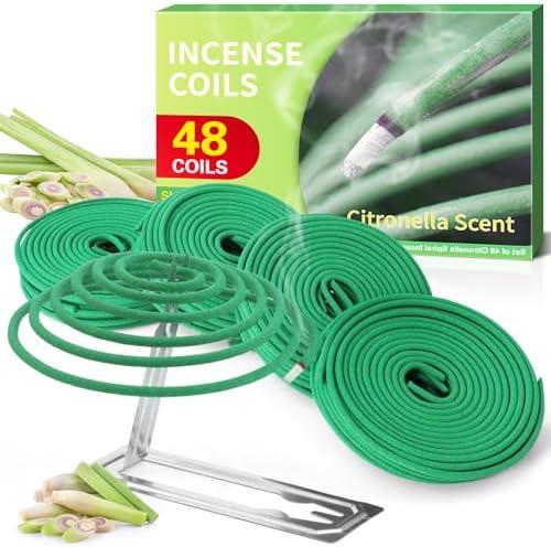 STRN Citronella Coils - Natural Lemongrass Coil Incense for Outdoor & Indoor Use, 40 Coils + 2 Holders - Ideal for Backyard, Patio, & Garden Relaxation