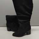 Mysoft Women's Wide Calf Knee High Boots Cowgirl Low Chunky Stacked Heel Wide Width Pointed Toe Slouchy Tall Boots with Zippers Size 7.5