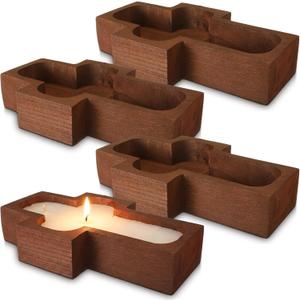 FoldTier 4 Pcs Wooden Dough Bowl Wood Decorative Rustic Wooden Bowls Table Centerpiece for Living Room Home Dining Room Kitchen Easter Decoration(Brown,10" X 6" X 2",Cross)