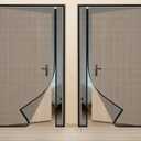 Magnetic screen door, reversible with right-to-left opening, with reinforced magnetic mesh, to prevent insects from entering, 36"x78", Black