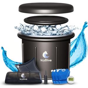 XL 105GL Cold Plunge Tub for Adults, 5-Layer Insulated Inflatable Ice Bath & Recovery Tub with Pump, Thermometer, 3 Reusable Ice Packs, Inflatable Lid & Drain, Indoor/Outdoor Athlete Bundle