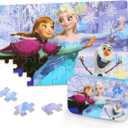 Puzzles for Kids Ages 4-8,Kids Puzzls in a Metal Box,Winter Princess Snowman Small Puzles,Kid Boys Girls Learning Educational Puzzle Packed in Tin Box,60 Pieces