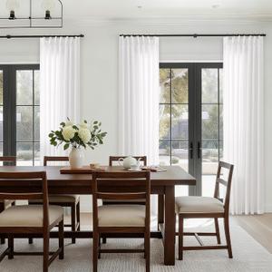 Ivory White Pinch Pleated Linen Curtains 96 Inches Long for Living Room Semi Sheer Light Filtering Custom Pinch Pleat Drape with Hooks Rings Back Tab Neutral Boho Cream Birch 96 Inch Bedroom Curtain (40"W x 96"L (Pack of 1))