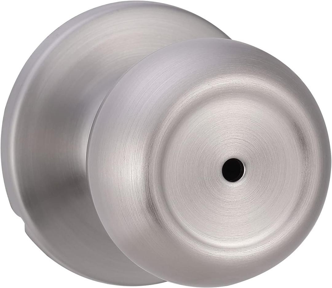 Amazon Basics Bedroom/Bathroom Door Knob With Lock, Coastal, 1-3/8 to 1-3/4, Satin Nickel