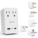 2000 W Travel Adapter Kit w/ 2 USB Ports & Outlets - International Power Adapter Plug Europe US UK Adaptor - 220-110V Adapter - Smart 2.4 A USB Electrical Charger Dual Voltage Device Sublimeware