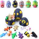 2026 Easter Basket Essentials - Easter Eggs for Egg Hunt, Classroom Rewards for Kids, Reusable Mini 3D Printed Animals, Surprise Unboxing Mystery Gift (Large, Black Gold)