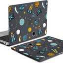 Batianda Case for New MacBook Air 13.6 inch 2025 M4 2024 2022 Release Model A3240 A3113 M3 A2681 M2, Designed Protective Hardshell Keyboard Cover and USB-C OTG Adapter, Cartoon Spaceship