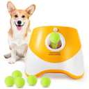 Banvikon Automatic Dog Ball Launcher. Tennis Ball Thrower for Small and Medium Sized Dogs 10-30 Ft, Interactive Dog Toy with 3 Distance Settings with Battery Options. (Orange)