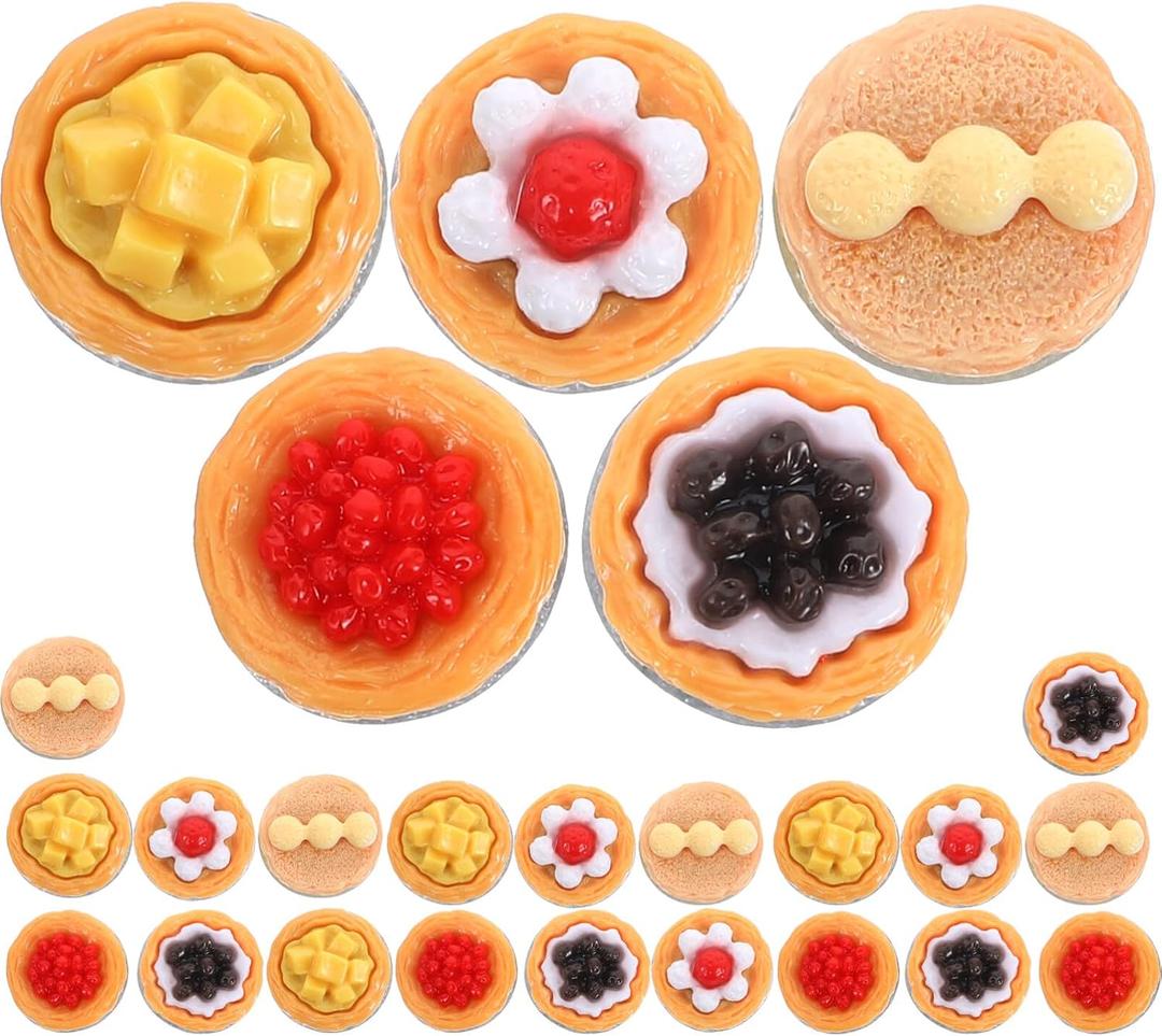 20Pcs Artificial Egg Tart Models 0.82In Mini Fake Egg Tart Food Props for Photography Dollhouse Kitchen Display and DIY Decoration