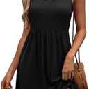 WIHOLL Women's Summer Dress 2025 A-Line Sleeveless Casual Sundress with Pockets Floral/Solid Size M