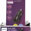 Philips Dual USB Car Charger With USB A And USB C