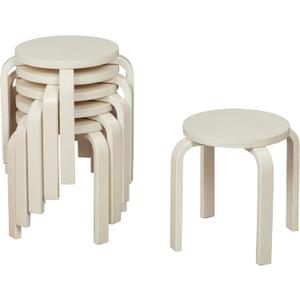 ECR4Kids Bentwood Stackable Stools, Classroom Furniture, White Wash, 6-Piece