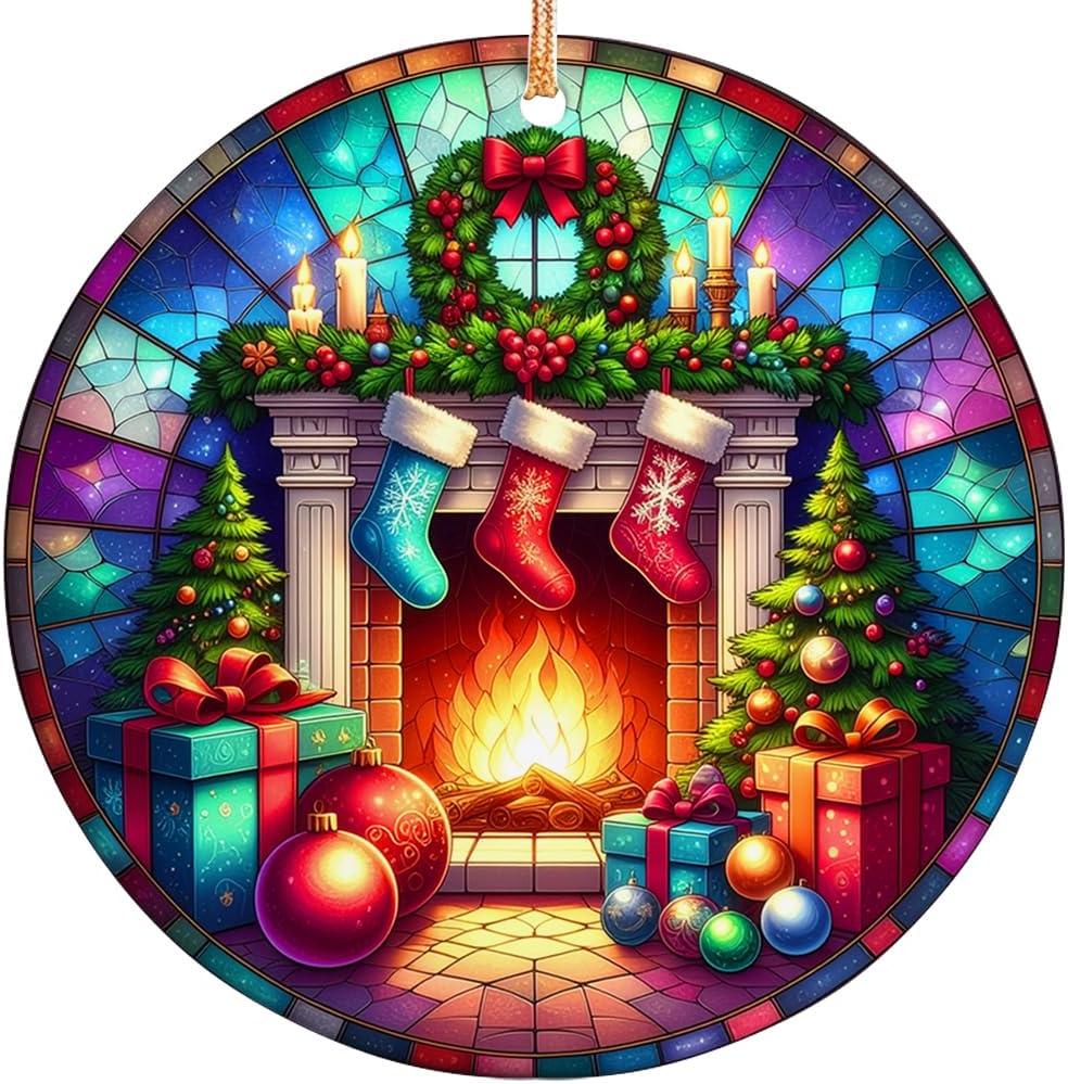 2025 Christmas Ornament  Cozy Fireside Art Ornament, Warm Fireplace Holiday Decoration, Rustic Winter Keepsake Gift