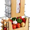 2-Pack Trash Bag Dispenser and Grocery Bag Holder - 2 In 1 Bamboo Plastic Bag Holder Under Sink- Adjustable Wall Mounted Design for Kitchen Cabinet, Pantry, Laundry Room Organization