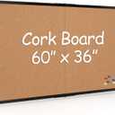 Board2by Extra Large Cork Bulletin Board 60" X 36", Foldable Notice Pin Board for Wall, Black Wood Framed 5'x3' Corkboard, Wall Mounted Noticeboard with 36 Push Pins for School, Home & Office