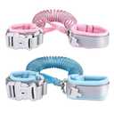 Socub Anti Lost Wrist Link with Key Lock for Kids, 6.56ft, 2 Pack, Pink and Blue