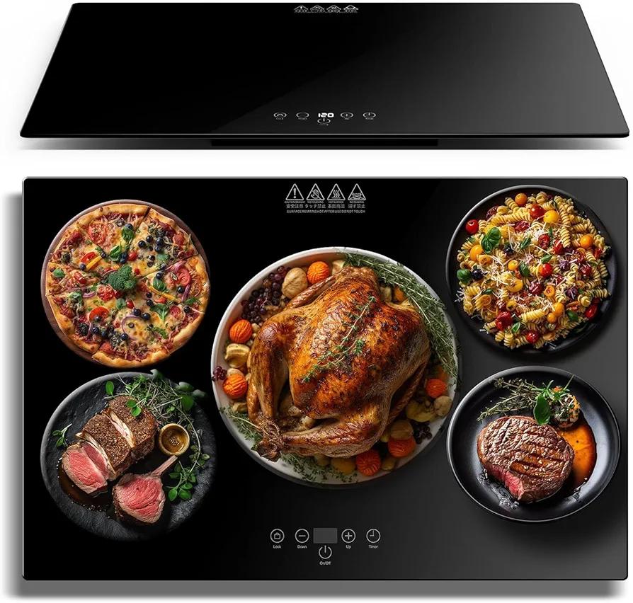 Electric Server Warming Tray,Food Warmer for Parties,9 Adjustable Temperature Control,6 Hours Timer,Ultra Slim Warming Tray,for Buffets,Restaurants,House Parties, Party (23.6" x 15.7")