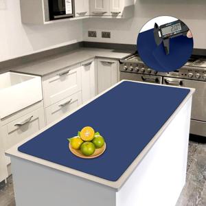 Extra Large Silicone Mats for Kitchen Counter (47.2"x23.6"x0.08"), 2mm Super-Thick Silicone Placemats for Crafts Countertop Protector, Non-Slip Heat Resistant Desk Protect Mat, Deep Blue