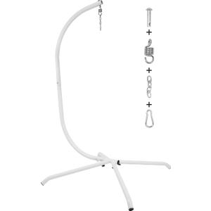 Elevon Hammock Chair Stand Only, Hanging Hammock Swing Stand for Outside with Buckle and Spring Hook, 400lb Capacity Heavy Duty Steel C-Stand with Stable Base for Egg Chair Outdoor Indoor (White)