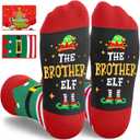 HAPPYPOP Christmas Gifts for Men - Secret Santa Socks Xmas Stocking Stuffers for Him Red (The Brother Elf - Red)