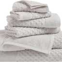 Great Bay Home Bath Towels - 100% Cotton 6 Piece Towel Set - Diamond Waffle Weave - Absorbent, Durable, Quick-Dry Towels for Bathroom (Light Grey)