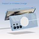 AIGOMARA Magnetic Case for Samsung Galaxy S24 Ultra [Wireless Charging Compatible] Heart Design Soft TPU Electroplated Phone Cover Anti-Scratch Shockproof Case for Women - Blue