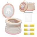 SunnySmile Portable Toilet for Kids,Portable Potty Seat for Toddler Travel,Travel Potty with Travel Bag, Applicable to Camping, Indoor/Outdoor Use, Includes 45 Replacement Bags (Pink)