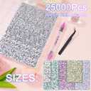 Canvalite 25000Pcs Resin Jelly Rhinestones for Crafting, Clear Flatback Gems, Bedazzling Crystal with 5Pcs 2.5g B7000 Jewelry Glues and Tweezers and Dotting Pen for DIY Crafts Clothing Shoes Nail Art