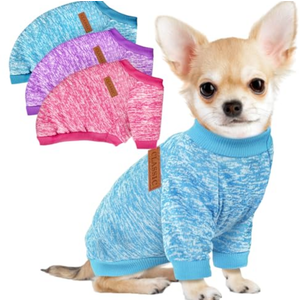3 Pack Dog Sweaters for Small Dogs Girl Boy Winter Fleece Clothes Warm Soft Dog Sweatshirt Outfit for Dogs Cats Pet Apparel (Rose+Light Blue+Purple, X-Small)