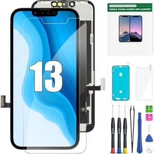 EXW iPhone 13 Screen Replacement 6.1" Full HD LCD Display Digitizer, Quality Touch Screen with Repair Tools, Waterproof Seal & Protector Compatible with A2633 A2482 A2631 A2634 A2635