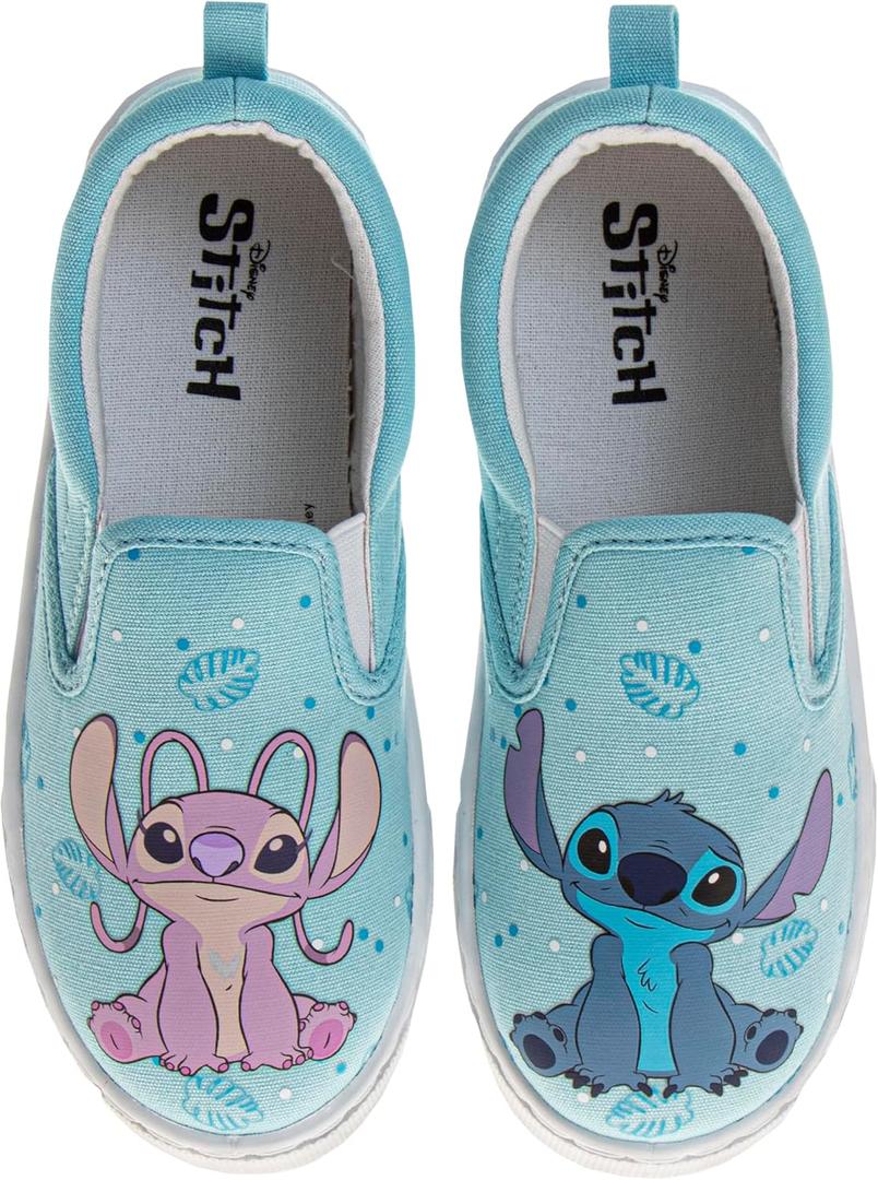 Disney Lilo and Stitch Lowtop Sneakers - Women Stitch Low Top Shoes Slipon Closure Cushioned Lightweight - Blue Pink (Size 6 Adults)