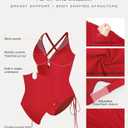 Popilush Tummy Control Swimsuits for Women - One Piece Shapewear Bathing Suit with Built-in Bra Mesh Slimming Swimsuit (Red, L)