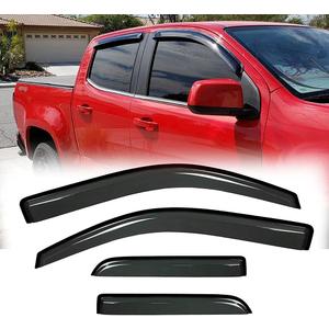 Side Window Wind Deflector, 4pcs Out-Channel Tape-On Nice Rain Guards Set, Window Visor fit for 2015-2022 Chevrolet Colorado Crew cab & 2015-2022 GMC Canyon Crew cab 94995