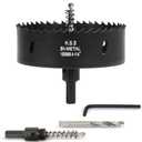 4-1/4 Inch Hole Saw with Arbor for Wood Metal Plastic, 4.25 in Bimetal Hole Cutter, Fast Chip Removal, Smooth Flat Drilling Edge, Lightweight & Portable (Black)