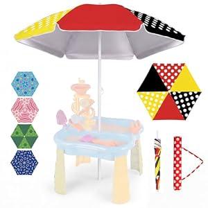 Dansydaisy 47 Inch Beach Umbrella for Sand, Portable Small Picnic Water Table Shade UV Protection Umbrella for Summer Outdoor Beach Camping Garden Outdoor Play, Table Not Included(Polka Dot Mouse)
