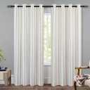 DriftAway Farmhouse Linen Blend Blackout Curtains 84 Inches Long for Bedroom Vertical Striped Printed Linen Curtains Thermal Insulated Lined Treatments for Living Room 2 Panels W52 x L84 Grey