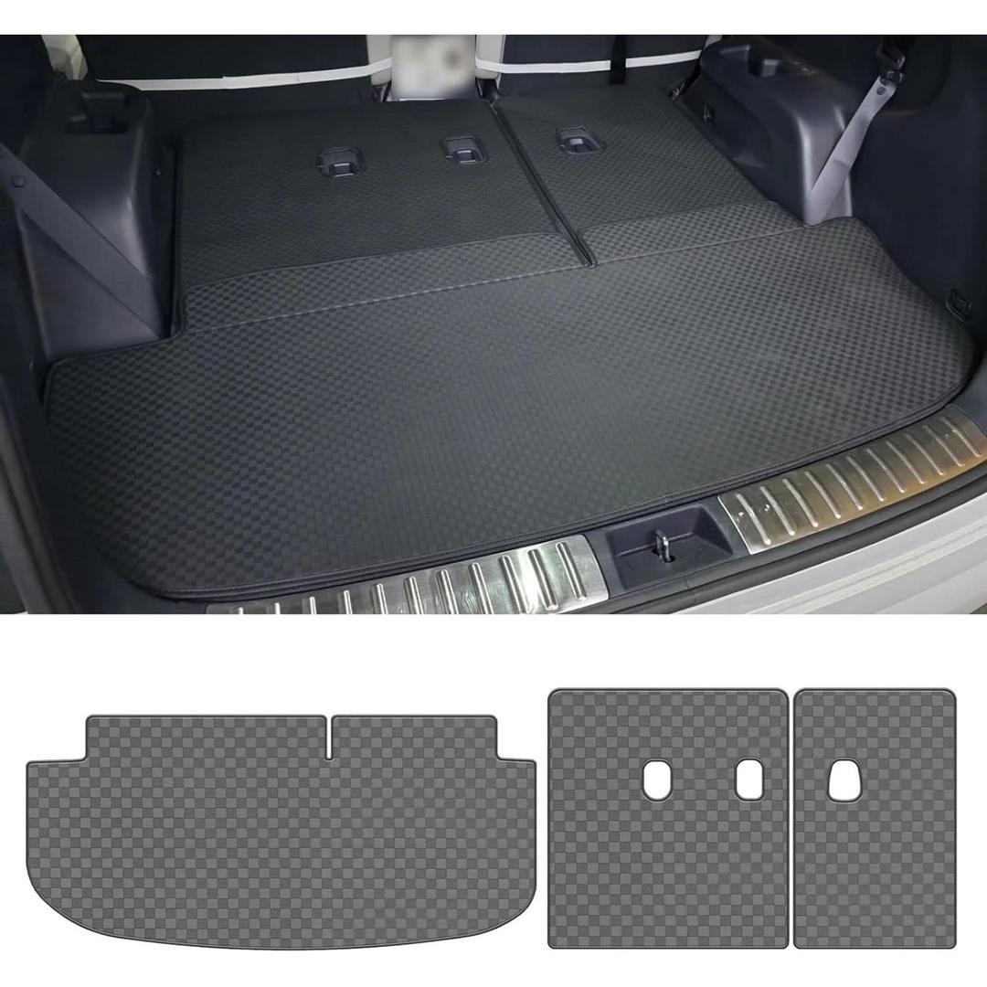 Trunk Mat Backrest Mat Compatible 2020 2024 2025 Hyundai Palisade Custom Fit PU Leather Cargo Liner Rear Backrest Protector Weather Cargo Mats, 3 Pieces