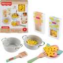 Fisher-Price Wood Pretend Cooking Set, Pots & Pasta Chef, 31 Pieces Play Food & Wooden Utensils for Preschool Kids Ages 3+ Years